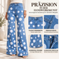 Damen High-Waist Jeans mit Polka-Punkt Muster und ausgestellter Form