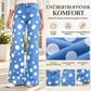Damen High-Waist Jeans mit Polka-Punkt Muster und ausgestellter Form