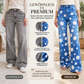 Damen High-Waist Jeans mit Polka-Punkt Muster und ausgestellter Form
