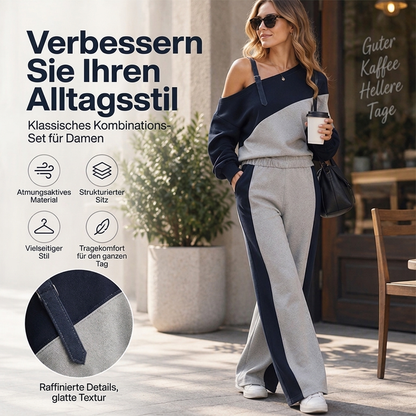 Freizeitliches Damen-Zweiteiler mit Color-Block-Design und Trägern