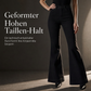 Damen High-Waist Schlaghosen aus Denim, klassische schwarze Röhrenjeans mit Five-Pocket-Design