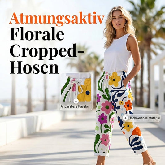 Lässige, kurze Damenhose mit Blumenmuster