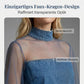 👗 Lantern Sleeve Faux Collar Denim Kleid – femininer Look mit Fake-Kragen, weiten Ärmeln & figurschmeichelndem Denim-Schnitt